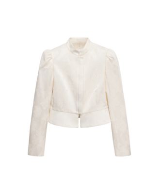 MANGO Women's Selection Slim-Fit Jacquard Band-Collar Jacket