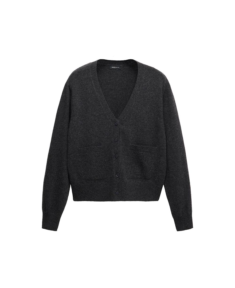MANGO Women's Selection Wool & Cashmere-Blend V-Neck Cardigan