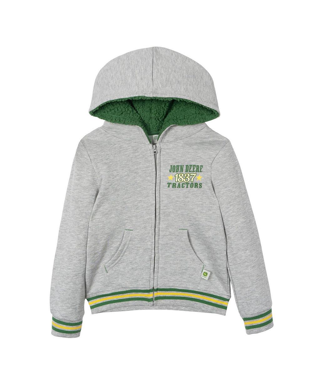 Мужской флисовый худи на молнии для малышей, John Deere