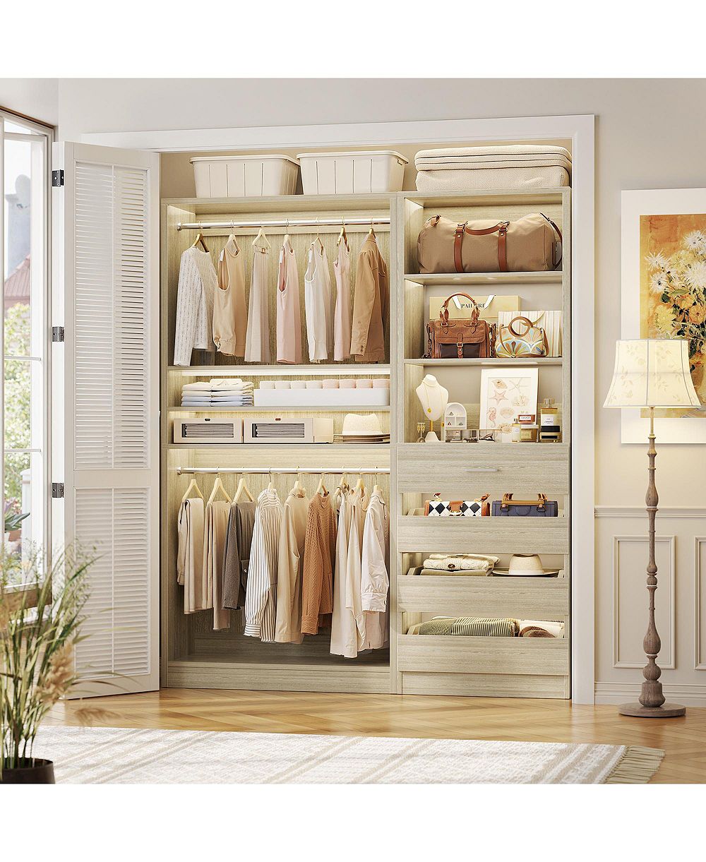 Aheaplus Heavy Duty Closet Organizers Set with 4-Drawers and Hanging Rods