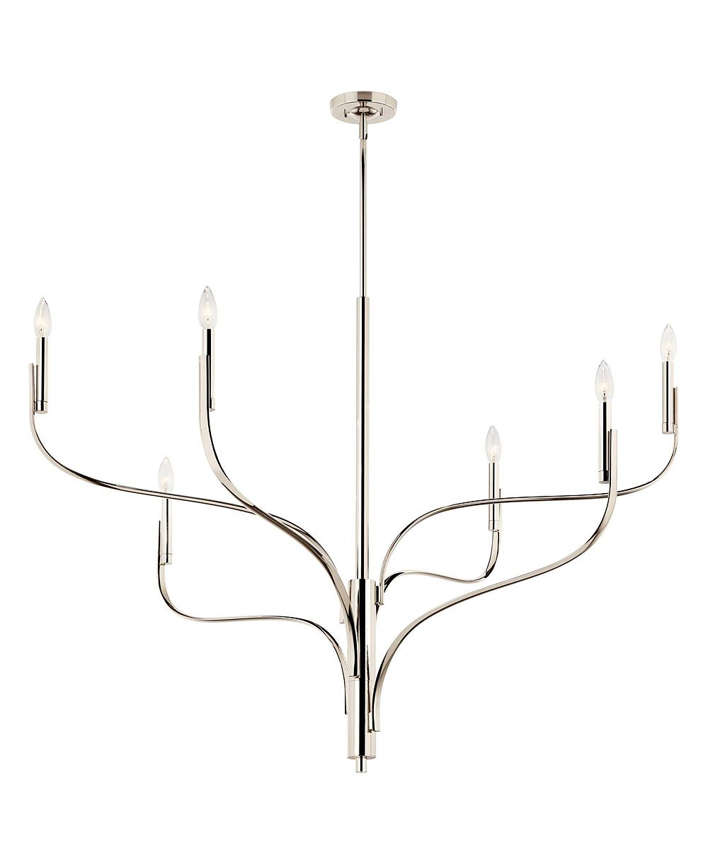 люстра kichler livadia 47 шириной 47 1/4" с полированным никелем и 6 лампами