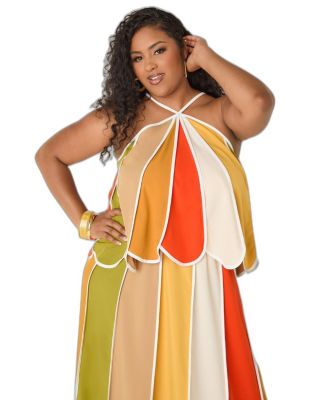 Ashley Stewart Plus Size Striped Halter Swing Top