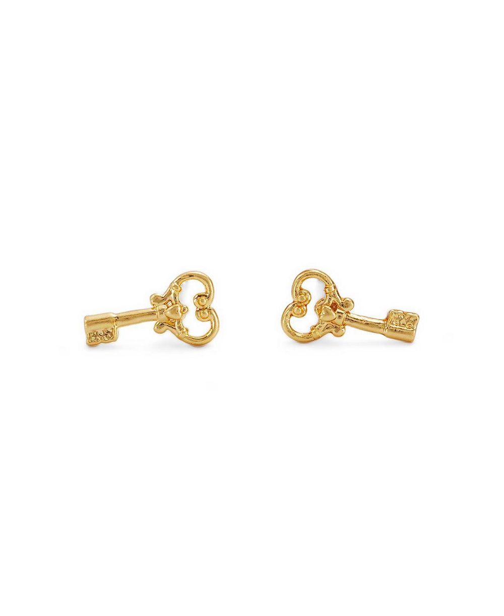 Fable England серьги-гвоздики Key Stud в золотом цвете