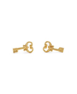 Fable England серьги-гвоздики Key Stud в золотом цвете