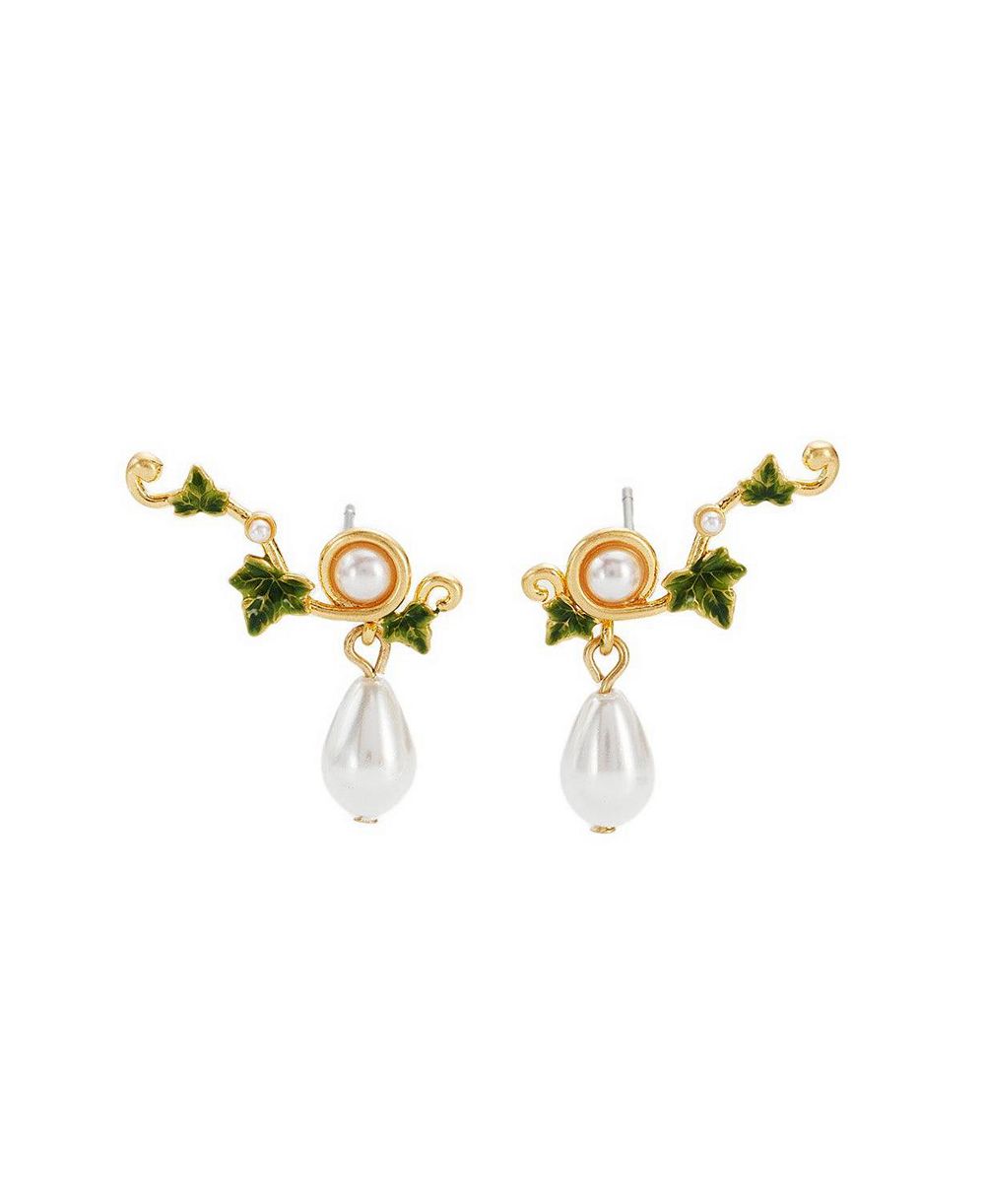 Fable England Серёги-клипсы Ivy and Pearl в золотом цвете