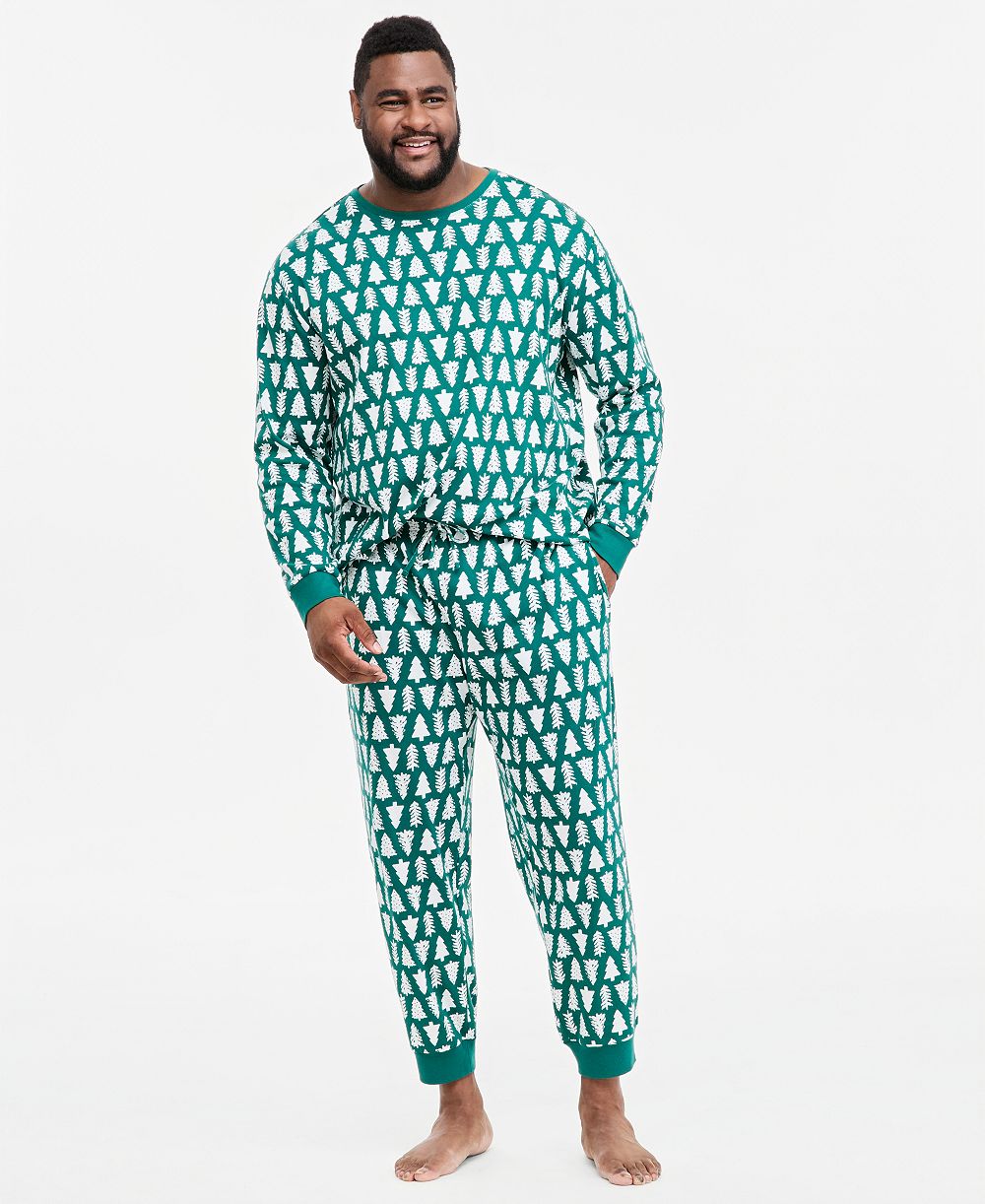Holiday Lane Men's Big & Tall Tree Geo Pajamas Set, Created for Macy's