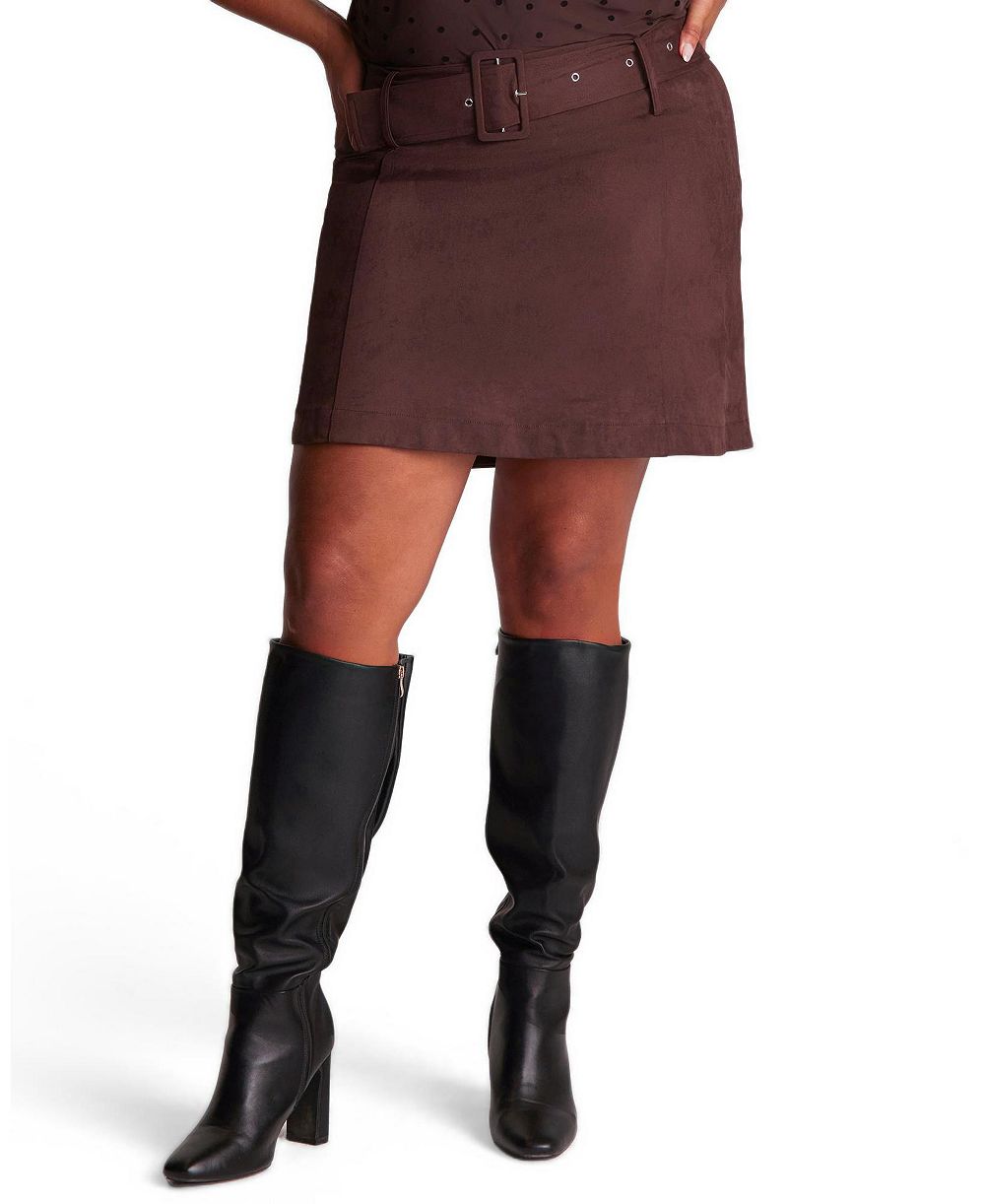 ESTELLE Women's Rowan A-Line High-Waisted Mini Faux Suede Skirt