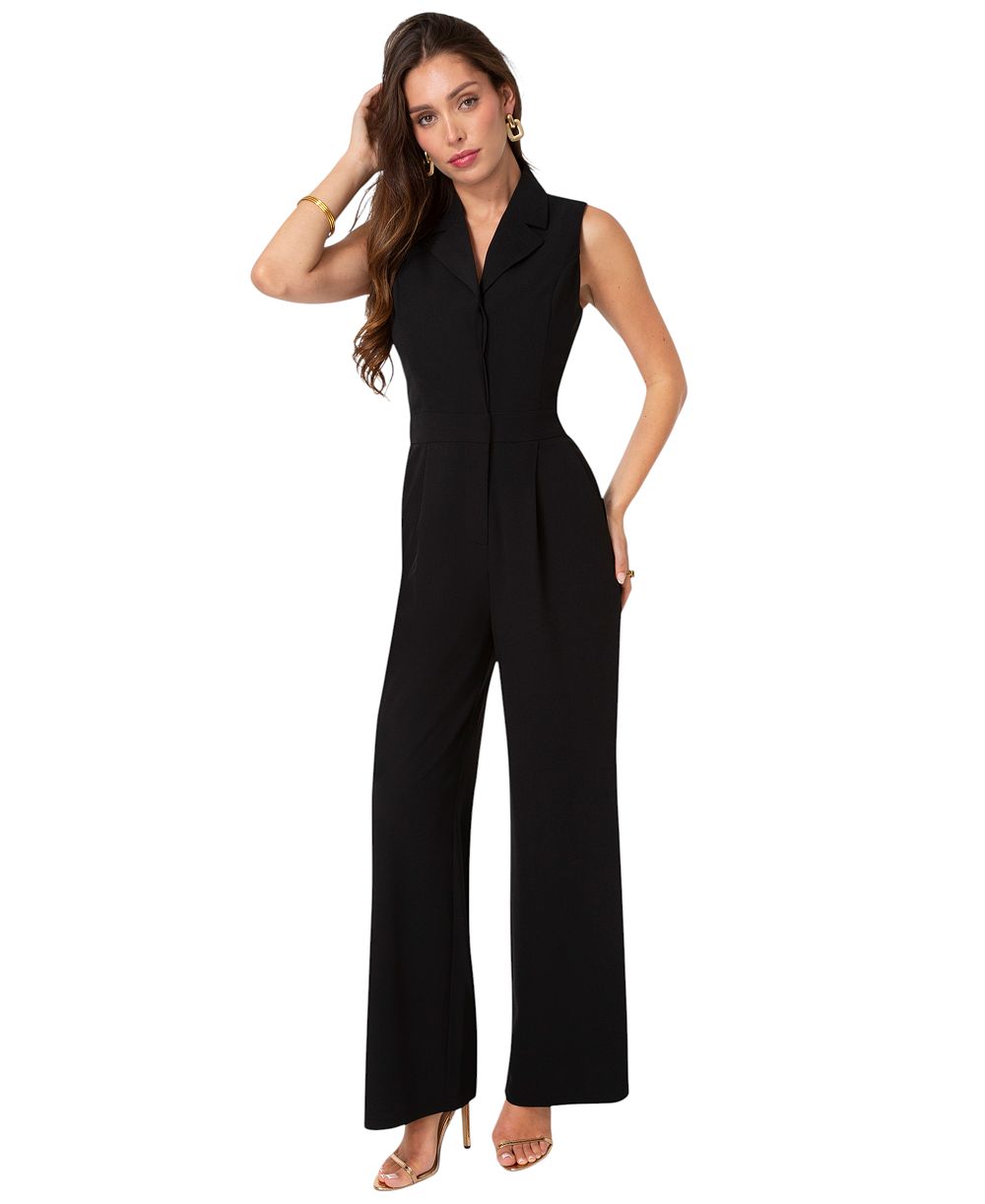 Bebe Women's Tuxedo Sleeveless Jumpsuit