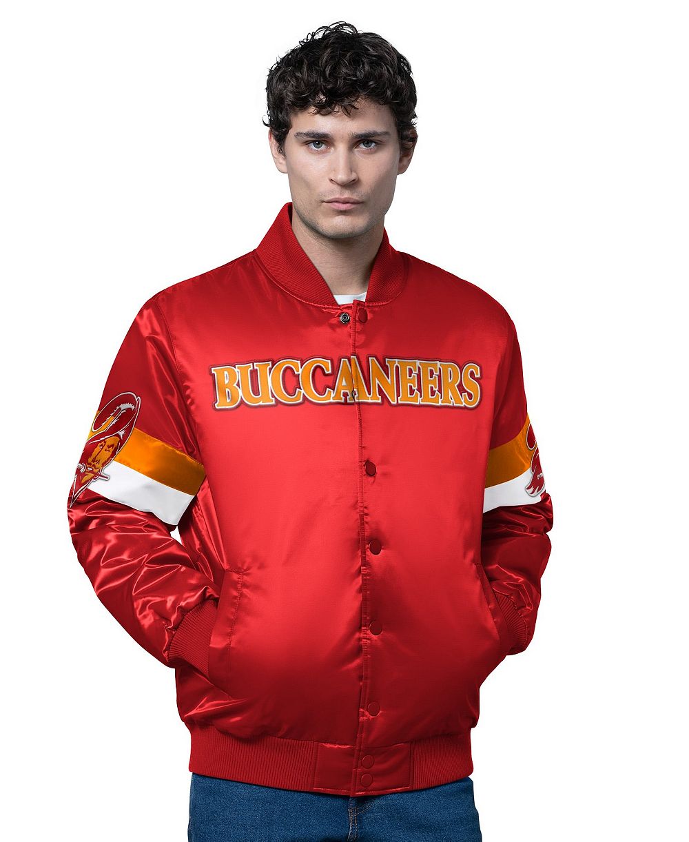 Starter Men's Red Tampa Bay Buccaneers Triple Option Satin Varsity Vintage Logo Full-Snap Jacket