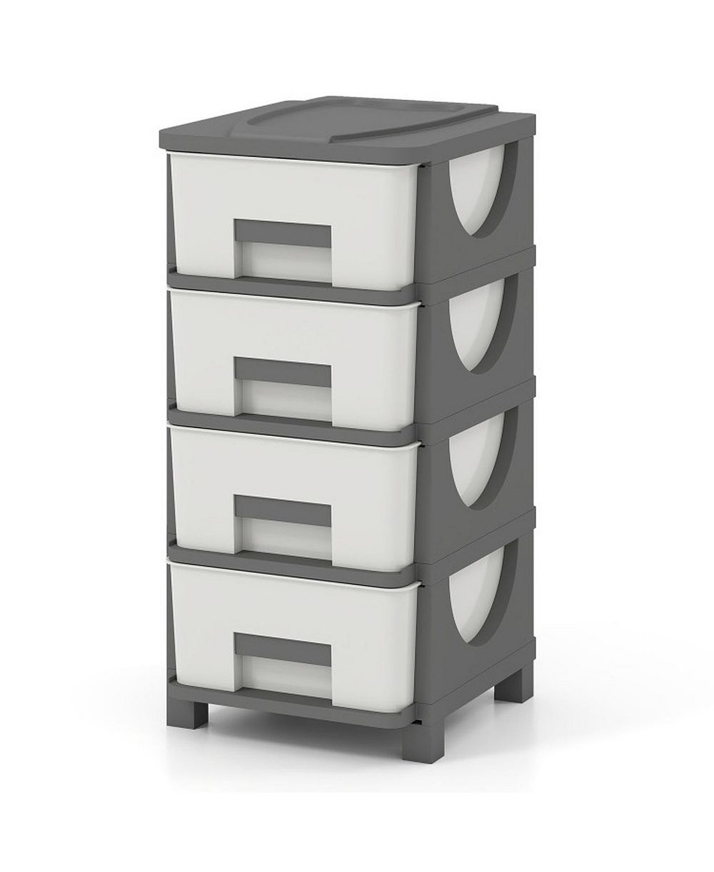 GOUUN 4-Drawer Plastic Storage Organizer Cabinet with Wide Tabletop