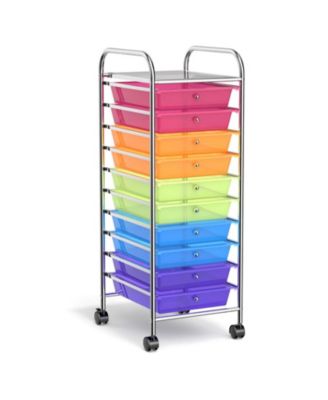 GOUUN 10-Drawer Rolling Storage Cart Organizer with Locking Casters