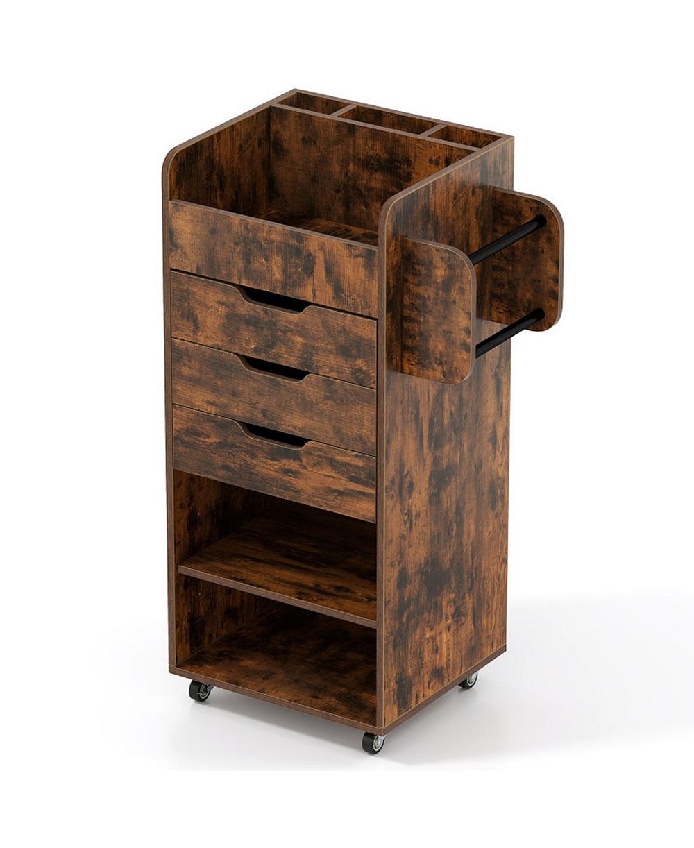GOUUN Mobile Wrapping Paper Organizer Cart with Adjustable Shelf and Drawers
