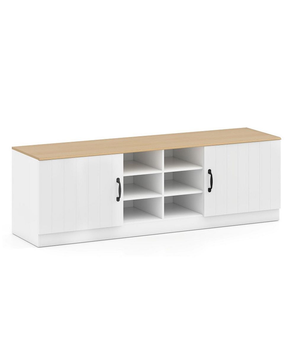 GOUUN 59-Inch 2-Door Shoe Storage Bench with Adjustable Shelves