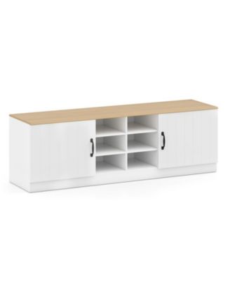 GOUUN 59-Inch 2-Door Shoe Storage Bench with Adjustable Shelves