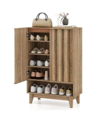 GOUUN 6-Tier Shoe Storage Cabinet with 2 Fluted Doors and Removable Shelves