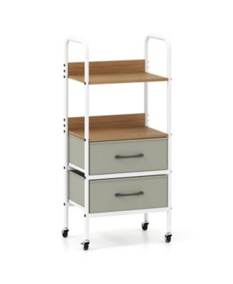 GOUUN 38-Inch Slim Rolling Utility Cart with Open Shelves and Fabric Bins