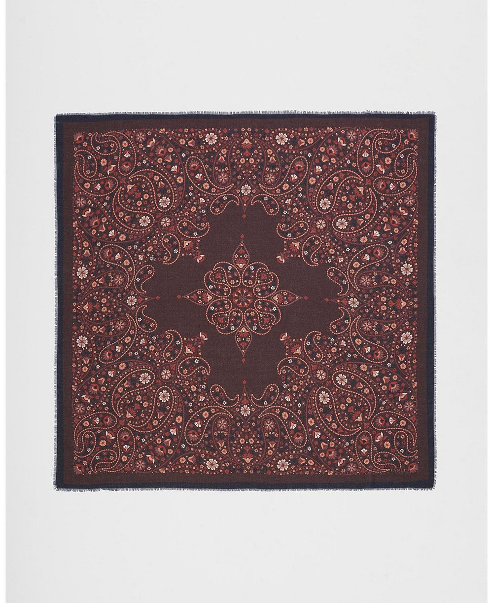 Fable England Women's Eve Paisley Large Square Pashmina Scarf in Chocolate