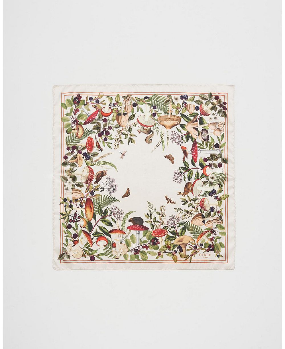Fable England Women's Orla Mushroom Small Square Scarf