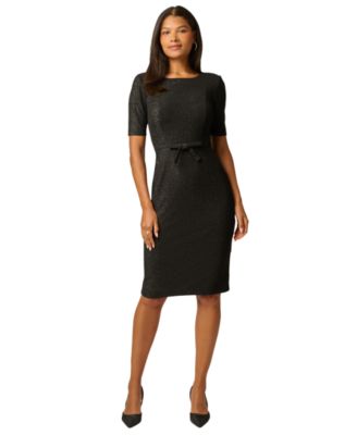 Adrianna Papell Women's Bow-Waist Short-Sleeve Knee-Length Dress