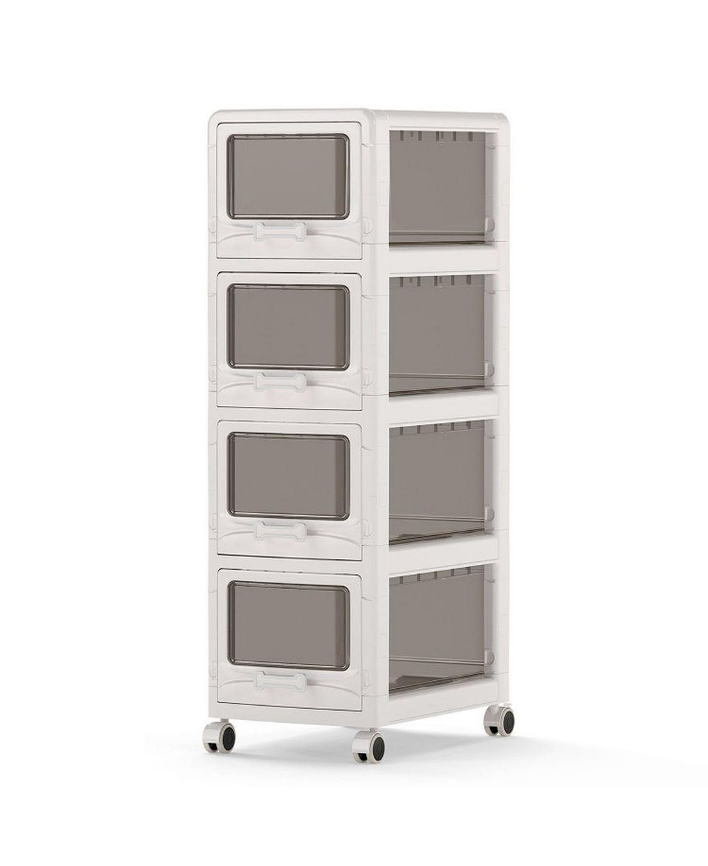 GOUUN 4-Tier Plastic Drawer Organizer Cart with Clear Fronts and Locking Wheels