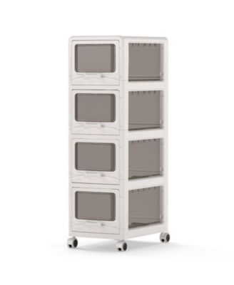 GOUUN 4-Tier Plastic Drawer Organizer Cart with Clear Fronts and Locking Wheels