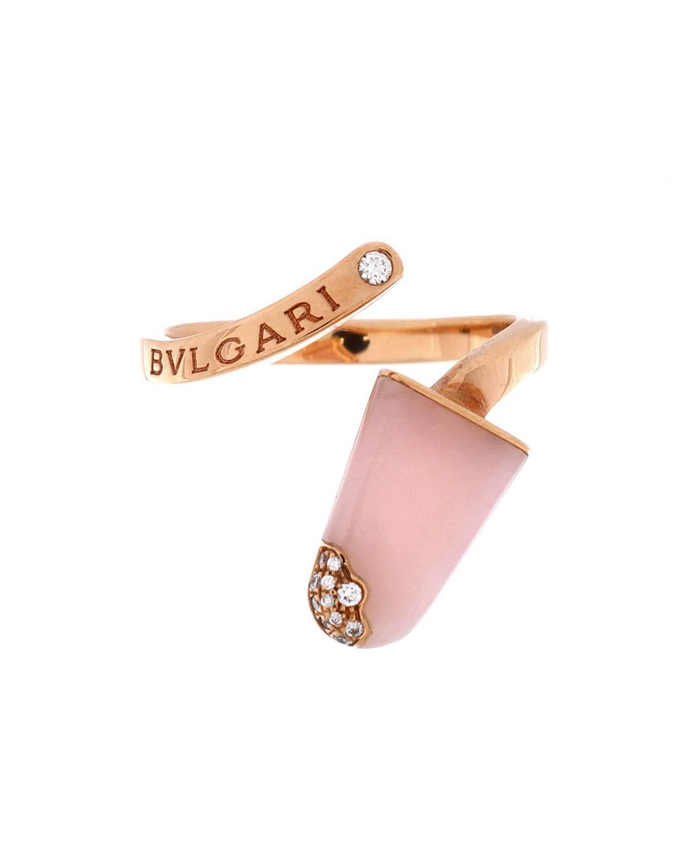 Pre-Owned Bvlgari Opal and Diamond High-Polish Ring (0.02 ct. t.w.) in 18K Rose Gold