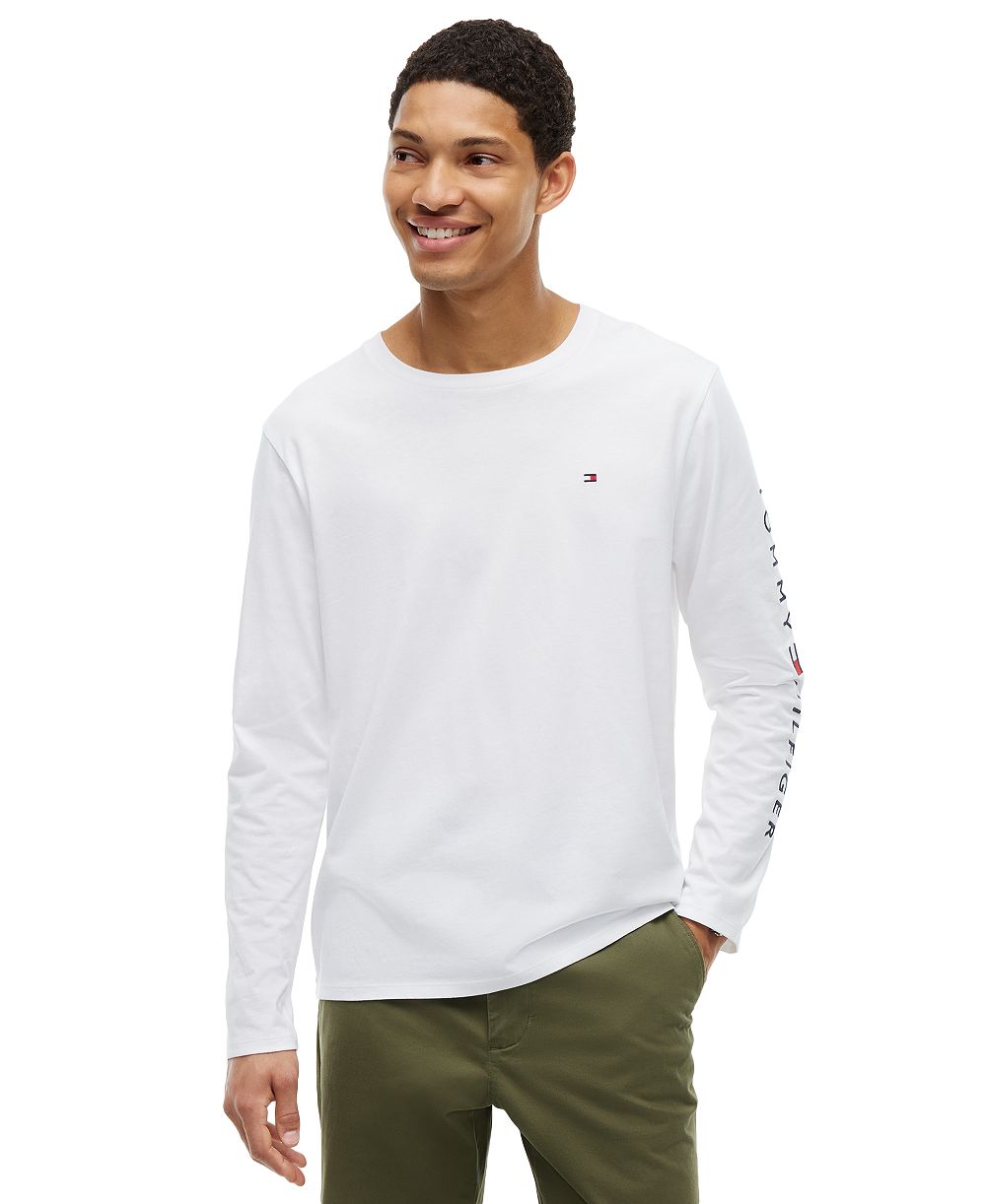Tommy Hilfiger Men's Long-Sleeve Logo Crewneck T-Shirt