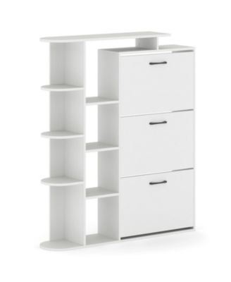 GOUUN Shoe Organizer with 3 Flip Drawers and Side Shelves
