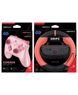 GRIPZ Racing Wheel + Corava Wireless Controller Bundle for Nintendo Switch 2 - Red
