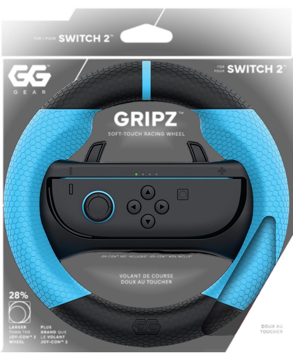 GRIPZ Racing Wheel + Corava Wireless Controller Bundle for Nintendo Switch 2 - Blue