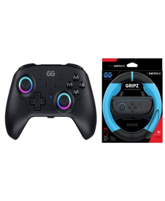 GRIPZ Racing Wheel + RGB Wireless Controller Bundle for Nintendo Switch 2 - Blue