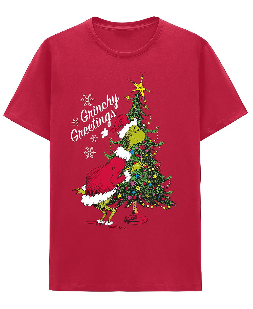 Hybrid Apparel Men's Grinchy Greetings Crewneck Graphic T-Shirt
