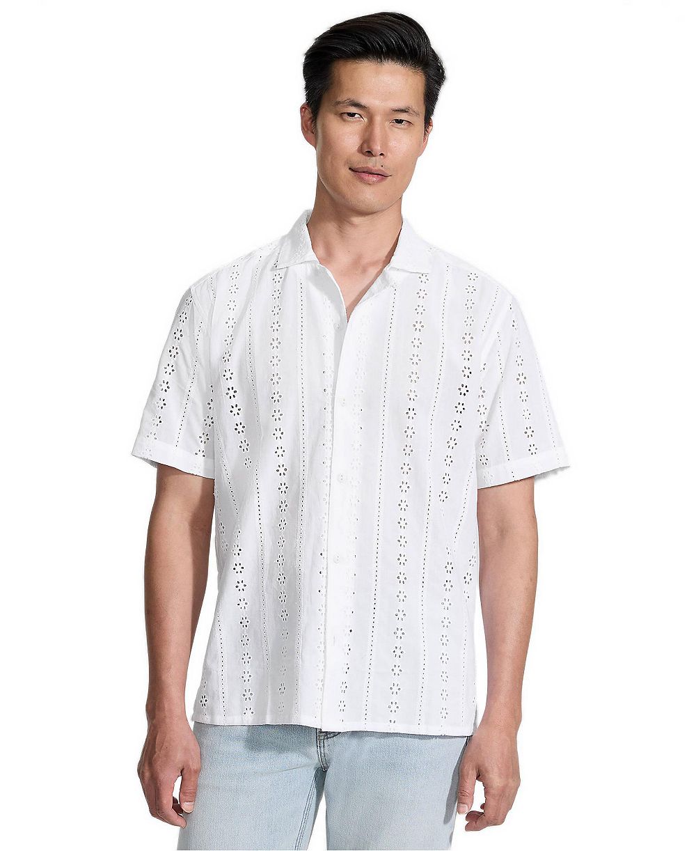 Lands' End Мужская рубашка с воротником Camp и отделкой Eyelet