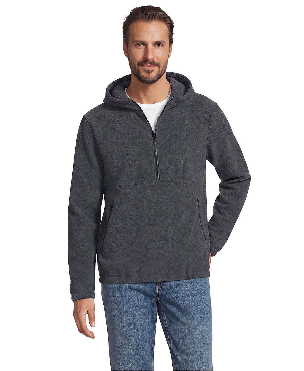 Lands' End мужской флисовый пуловер с капюшоном и полузастежкой Anyweather RainDefense
