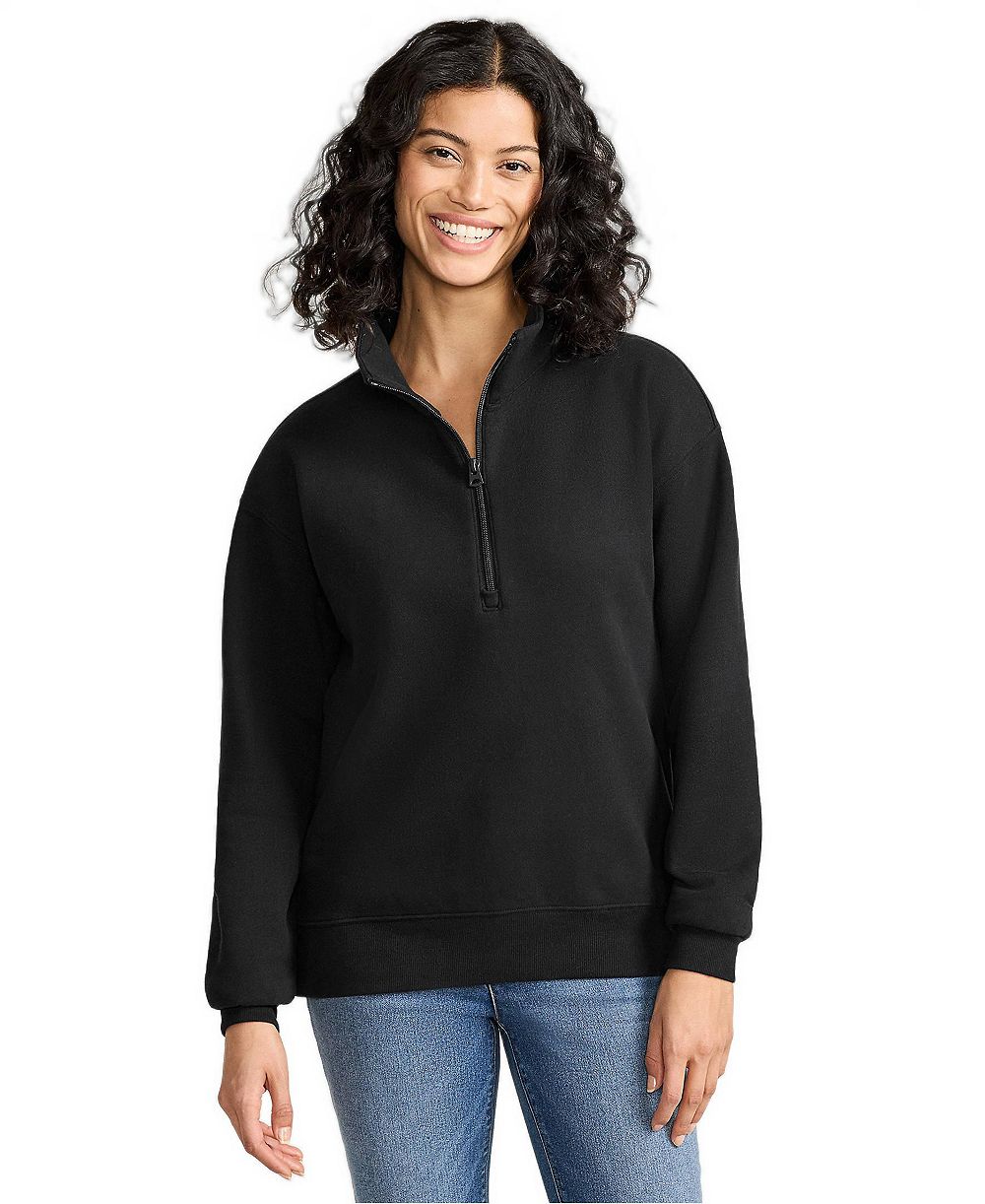 Женский флисовый свитшот Lands' End Serious Sweats с молнией на четверть, свободный крой