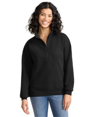 Женский флисовый свитшот Lands' End Serious Sweats с молнией на четверть, свободный крой