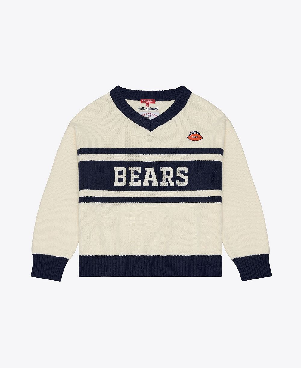 Женский свитер Mitchell & Ness с длинным рукавом и v-образным вырезом Chicago Bears Retro Roots