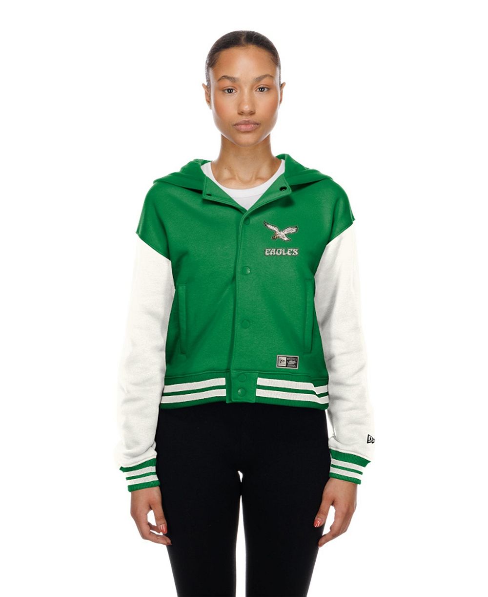 New Era Women's Philadelphia Eagles Kelly Green Throwback Full-Snap Hooded Jacket