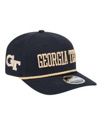 Мужская регулируемая кепка New Era Navy Georgia Tech Yellow Jackets Wordmark Rope 9SEVENTY Stretch-Snap
