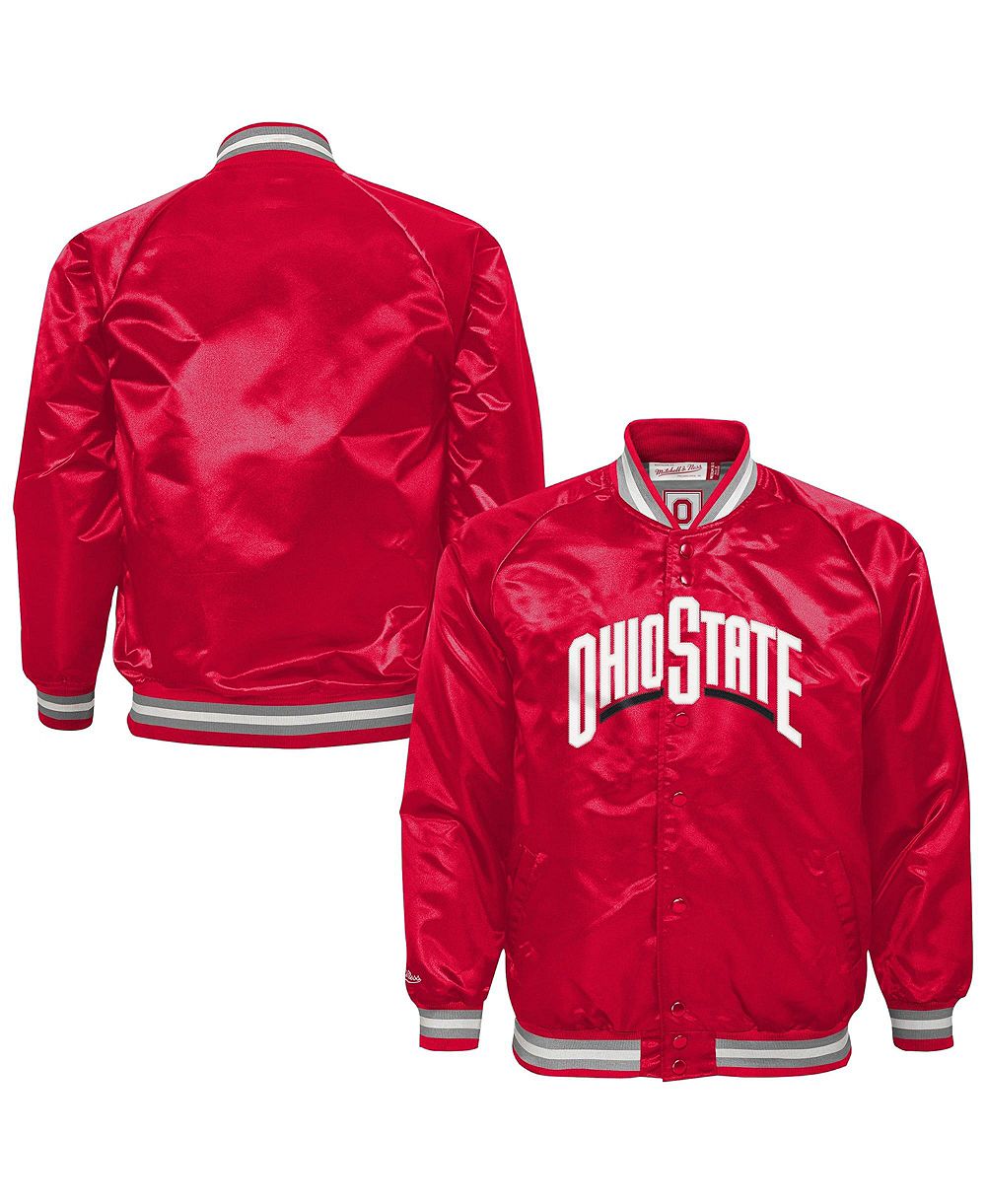 Mitchell & Ness Big Boys and Girls Scarlet Ohio State Buckeyes Satin Full-Snap Raglan Jacket