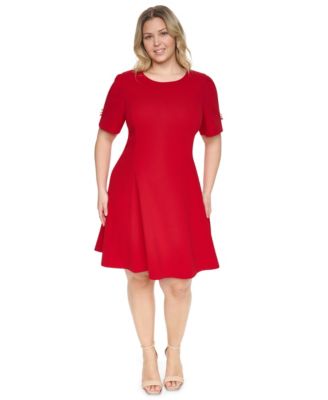 Платье DKNY Plus Size с пышными рукавами, приталенным силуэтом и вырезом лодочкой