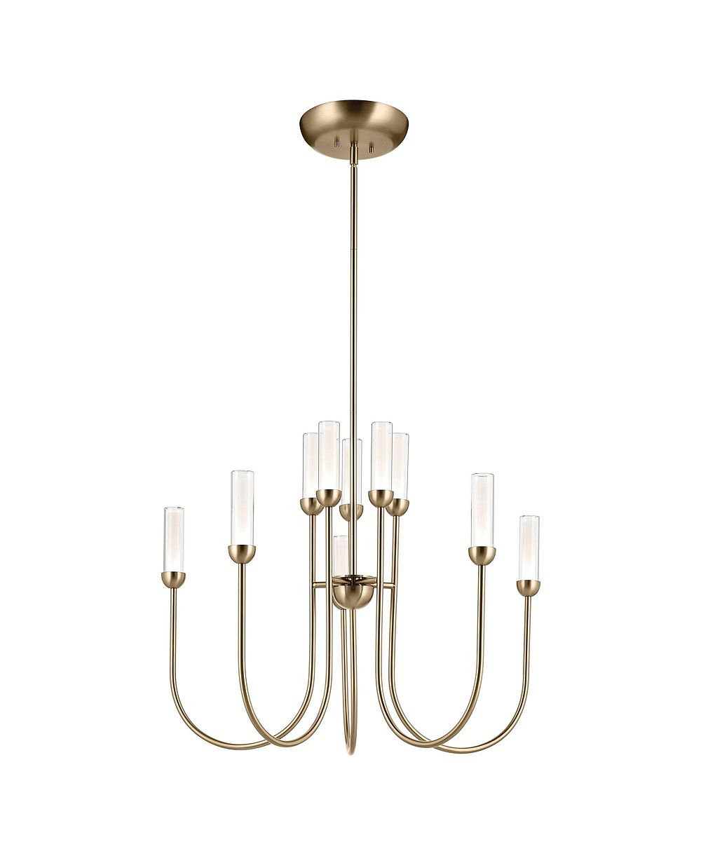 Люстра Kichler Moraine, 30 дюймов, LED, 10 ламп, 2-ярусная, шампань