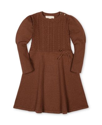 Hope & Henry Girls' 4-16 Long-Sleeve Cable-Knit Puff-Sleeve Sweater Dress