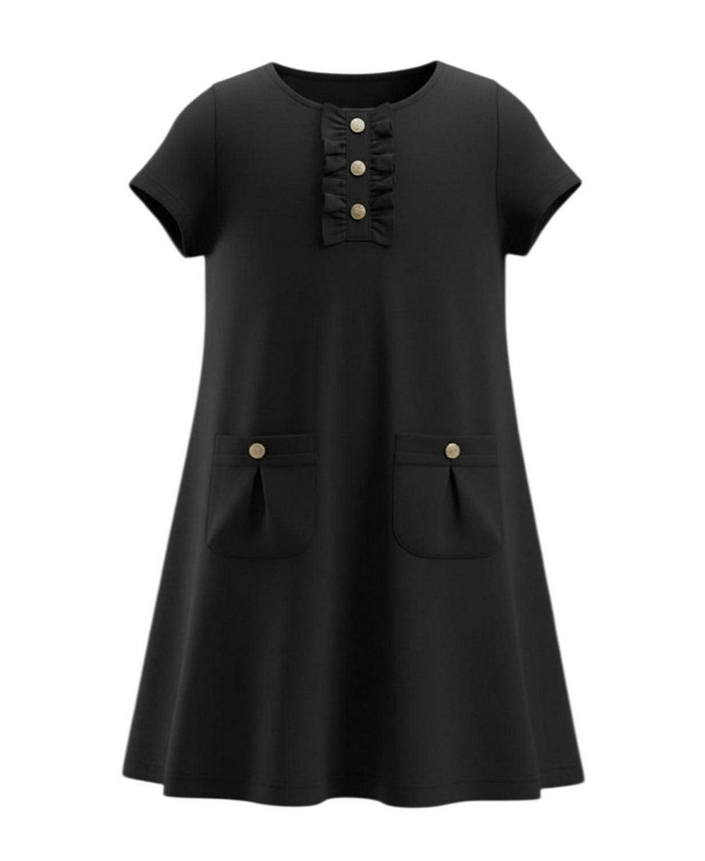 Hope & Henry Girls' 4-16 Short-Sleeve A-Line Ruffle-Placket Dress