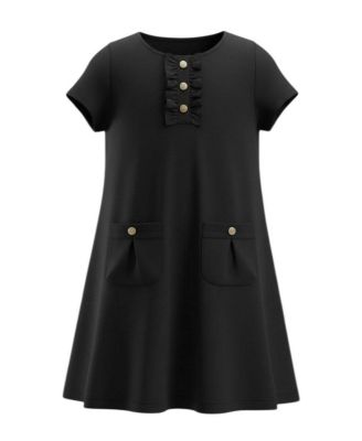 Hope & Henry Girls' 4-16 Short-Sleeve A-Line Ruffle-Placket Dress