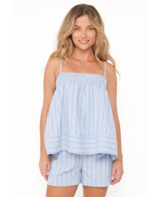 Petal and Pup Women's Aiesha Square-Neckline High-Waisted Stripe Top and Shorts, 2-Piece Set