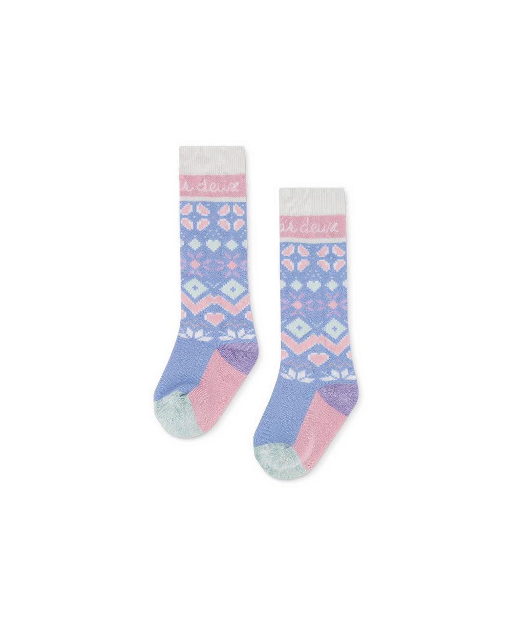 Deux par Deux Girls' 4-16 Fair Isle Merino Wool-Blend Ski Socks