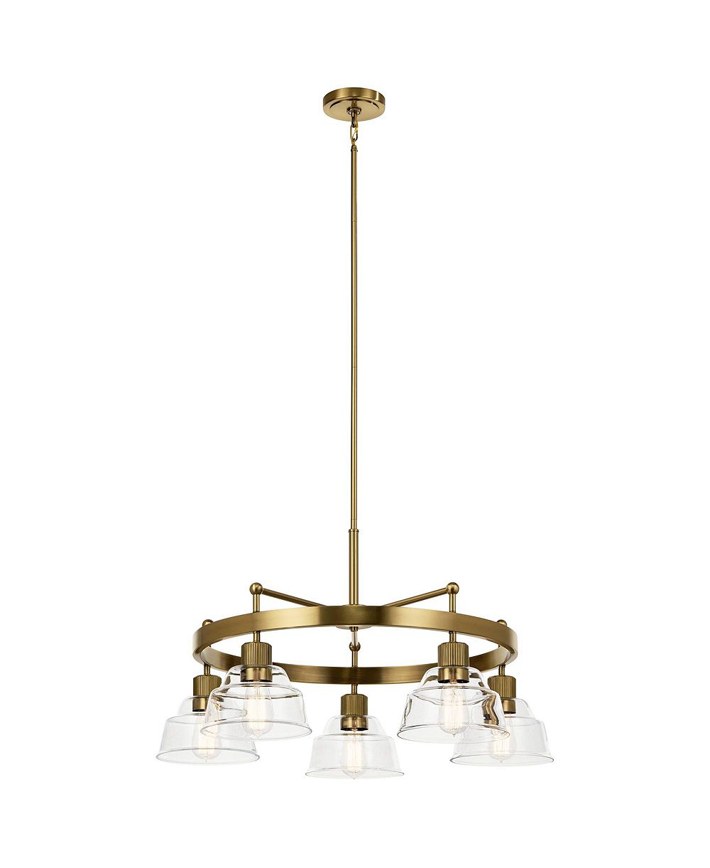 kichler люстра eastmont 31 1/2" шириной с пятью лампами из полированной латуни
