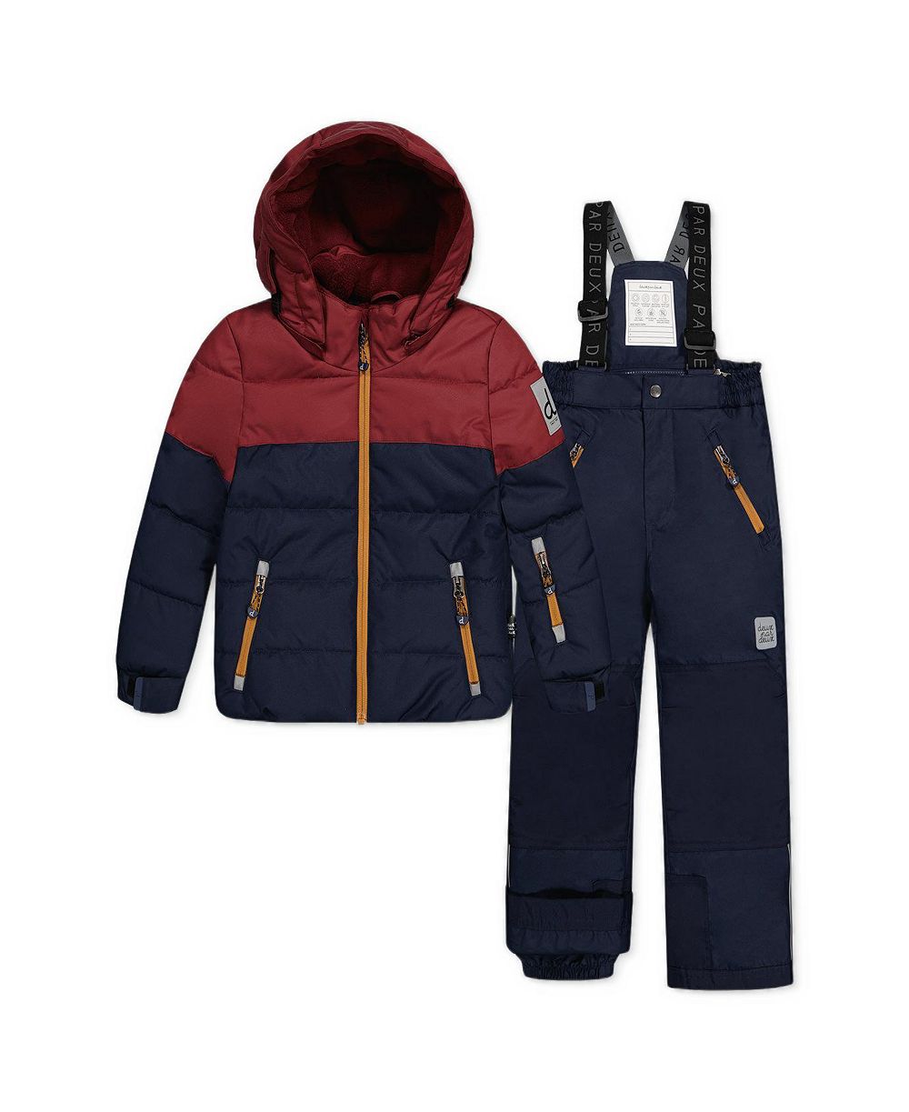 Deux par Deux Toddler Boys' 2T-5T Play Technical Hooded Waterproof Jacket and Pants, 2-Piece Set