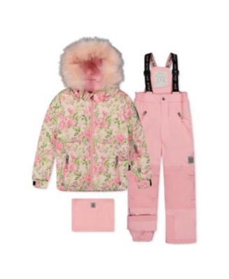 Deux par Deux Girls' 4-16 Play Hooded Floral-Print Jacket and Pants, 2-Piece Set